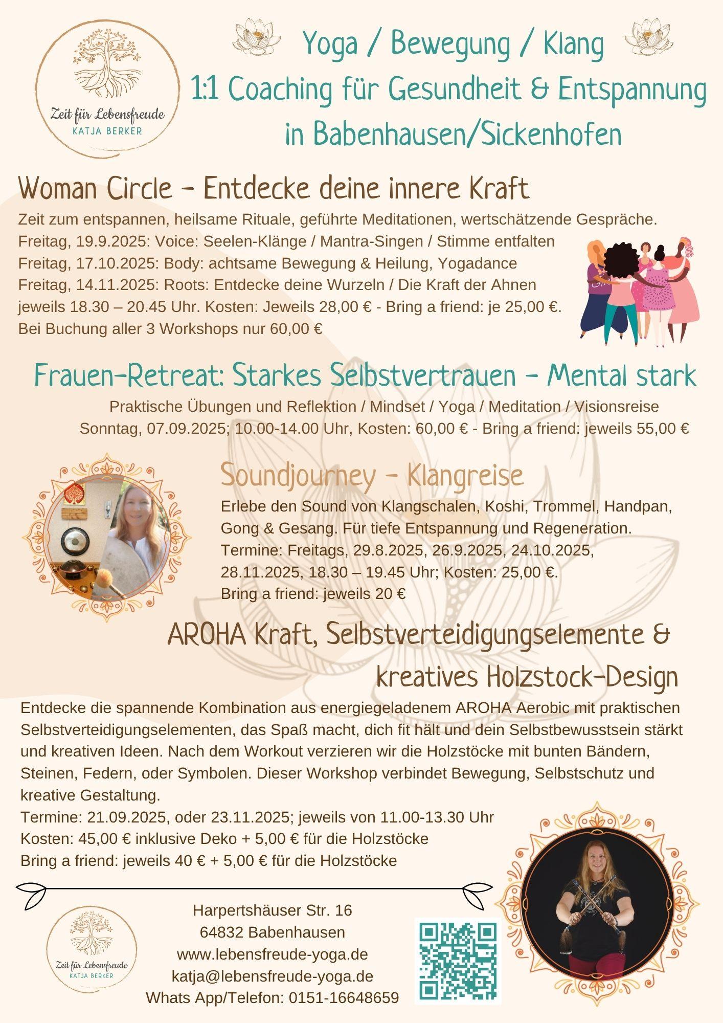 Flyer Herbst Zeit für Lebensfreude Workshops